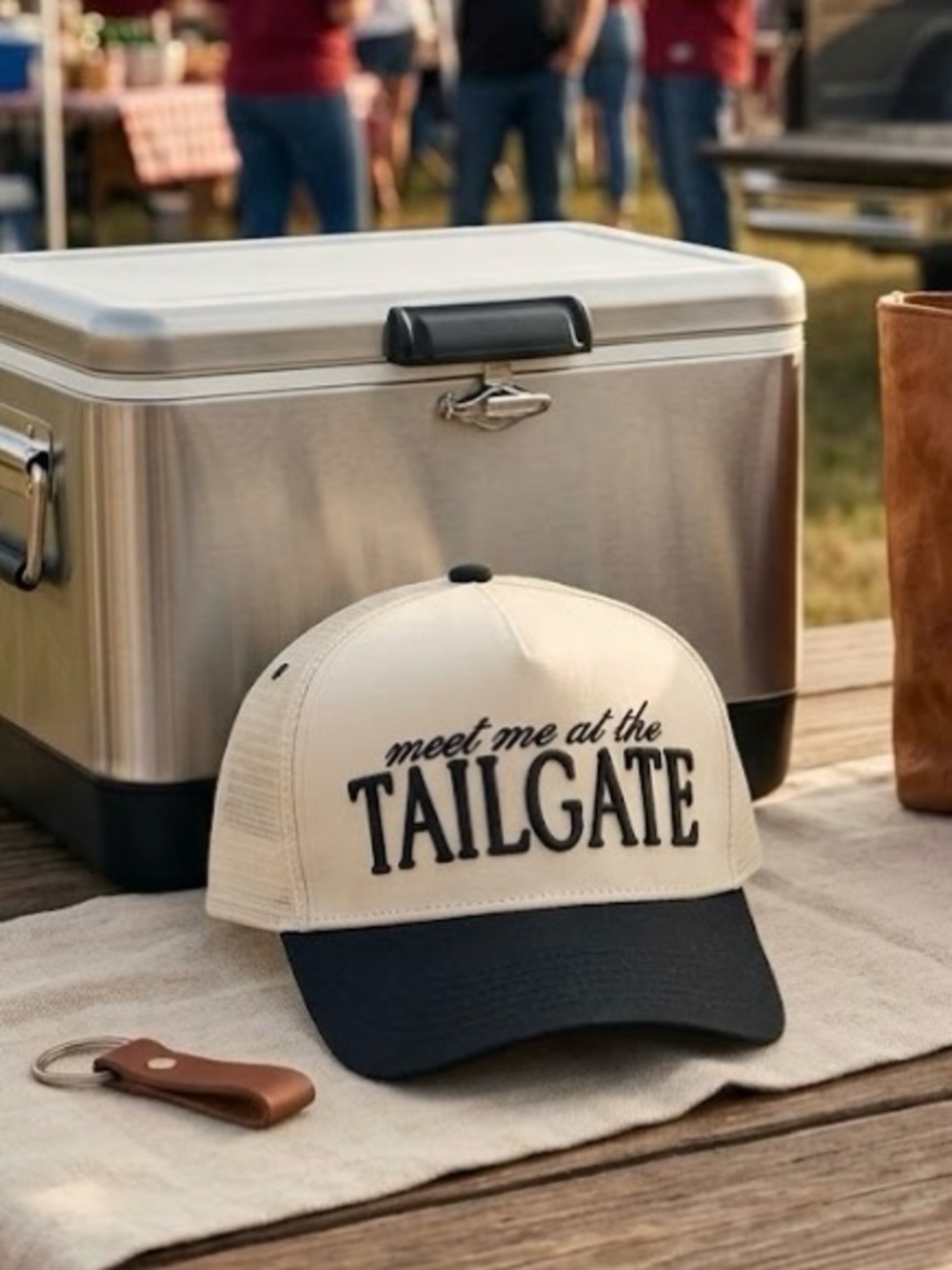 Meet Me at the Tailgate Two-Tone Trucker Hat - Cream and Black